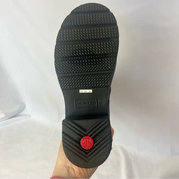 Hunter Original Rubber Biker Rain Boots - Black Size 6 - Picture 15 of 16